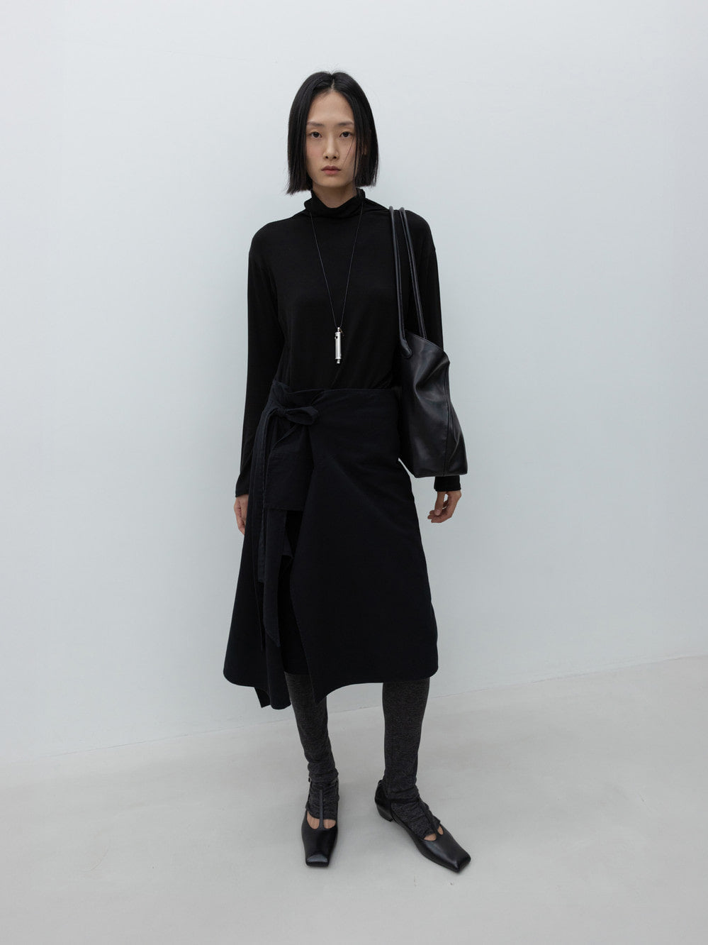 Low Classic Draped Wrap Cotton Skirts Black