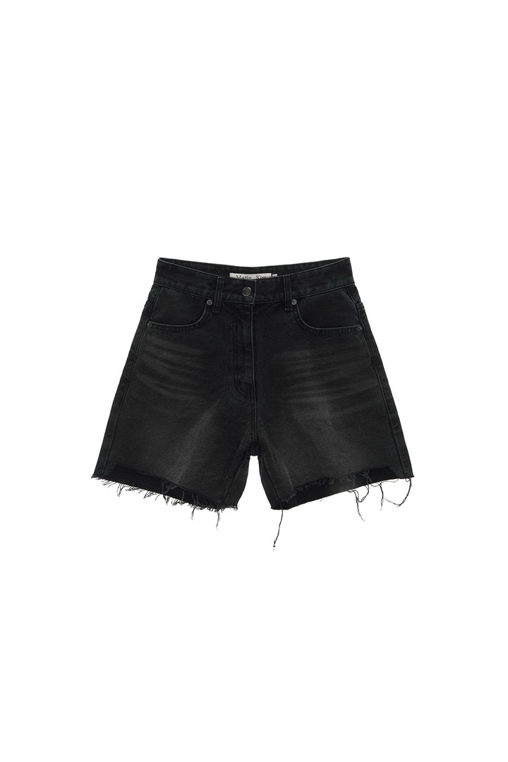 Matinkim Cut Out Point Denim Shorts IN Black