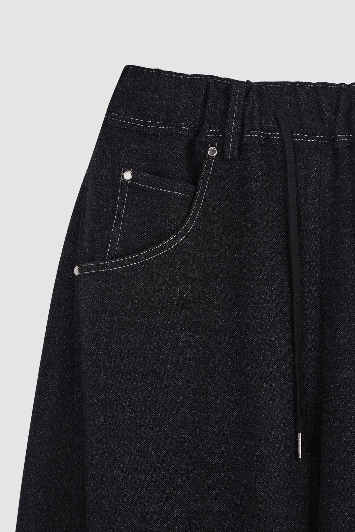 Matinkim Blended Wool Curved Banding Pants IN Black