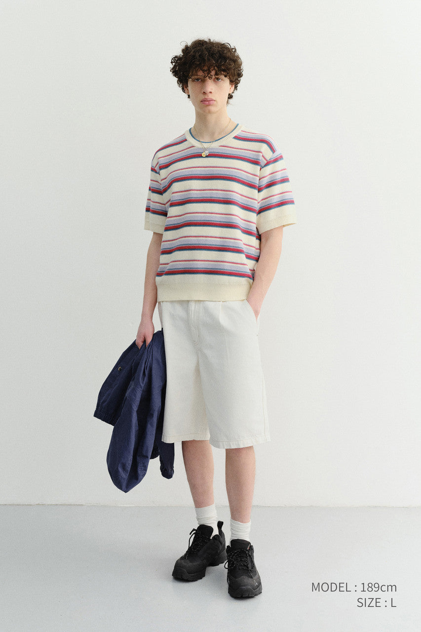 Dunst Pleated Bermuda Denim Shorts Cream