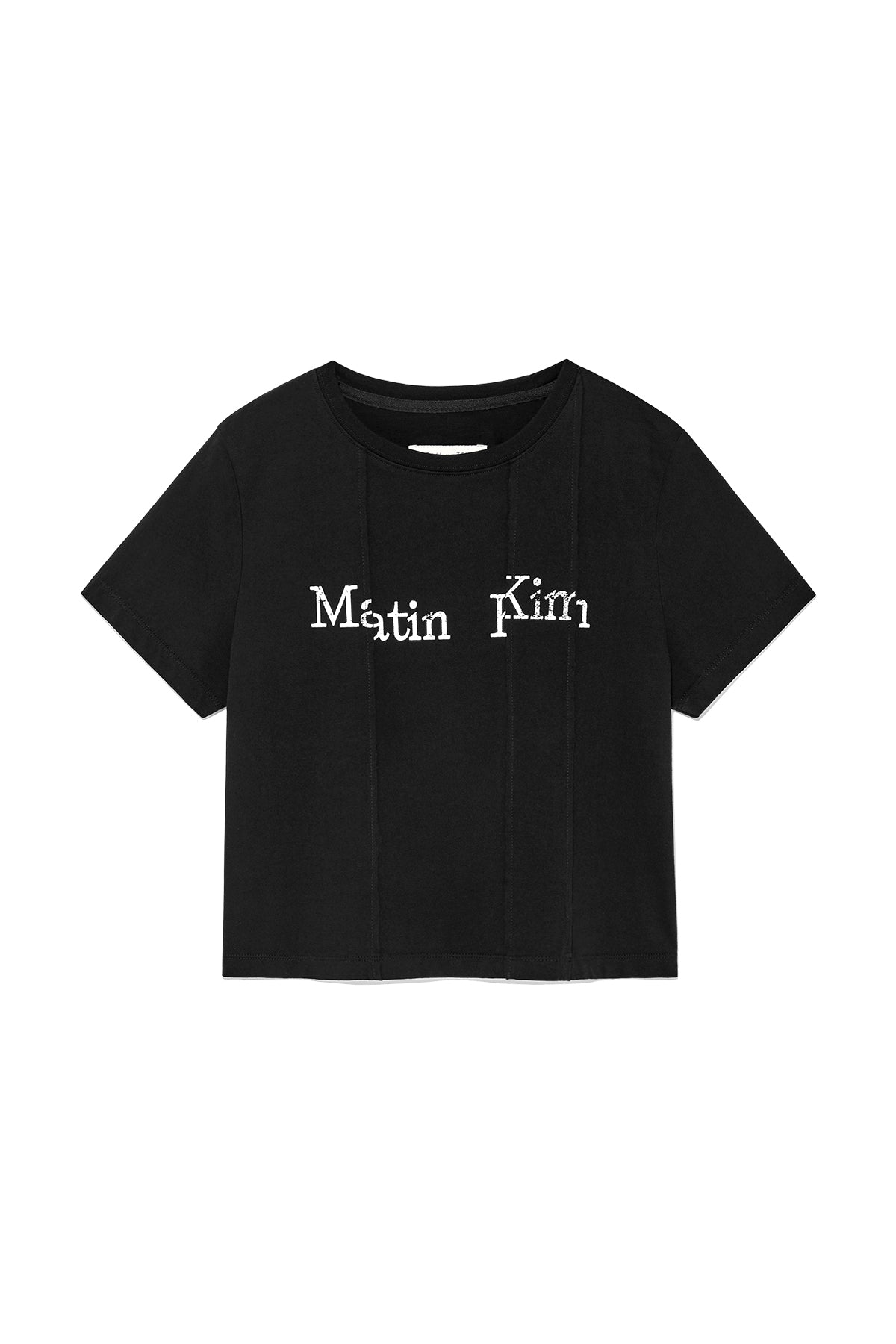 Matinkim Unbalance Logo Crop Top IN Black