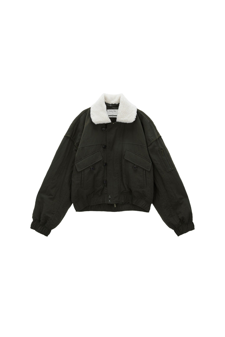 Matinkim Fur Collar Point Bomber Jumper IN Khaki