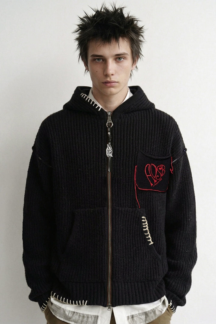 Andersson Bell Unisex Heart Logo Hood Zip-UP Sweater