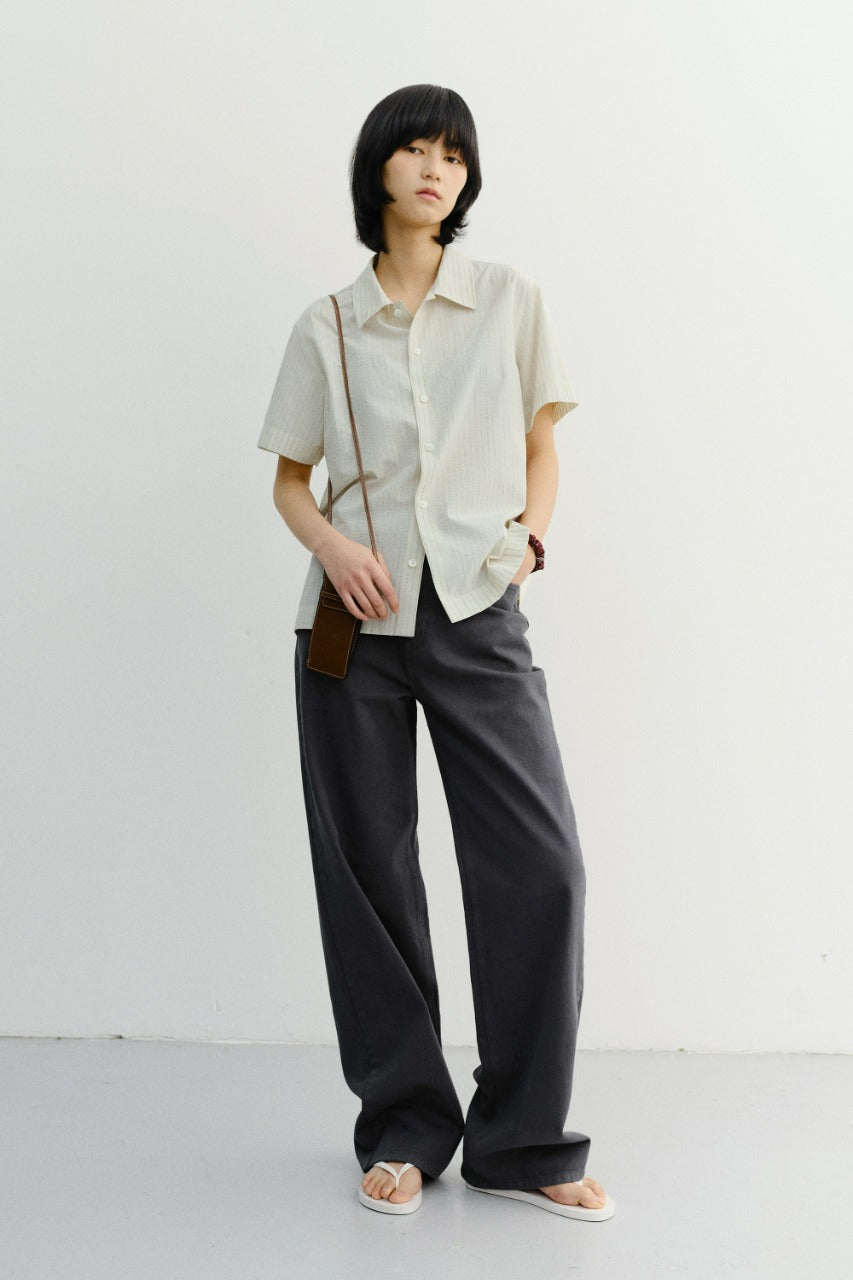 Dunst Unisex Holiday Striped Shirt Cream Stripe