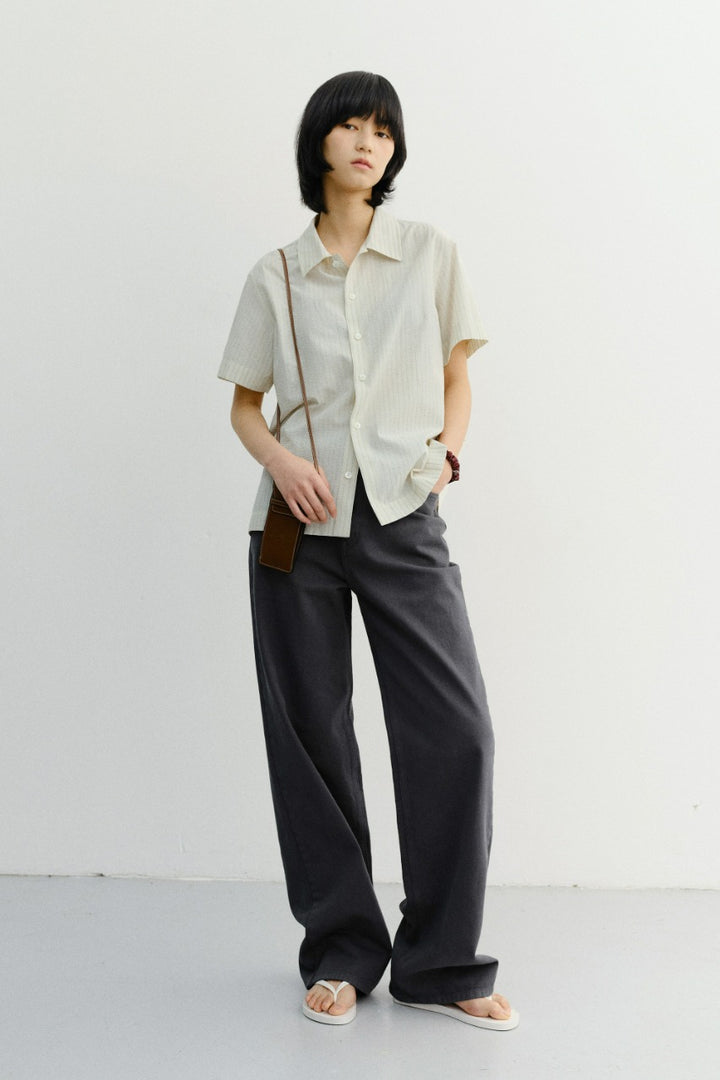 Dunst Unisex Holiday Striped Shirt Cream Stripe