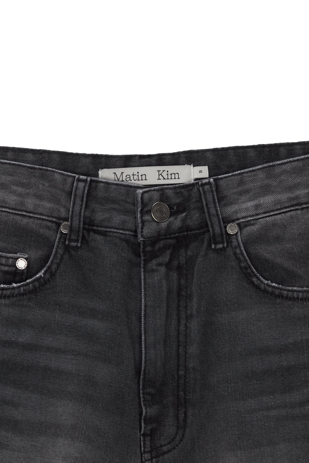 Matinkim Flower Printed Denim Pants IN Charcoal