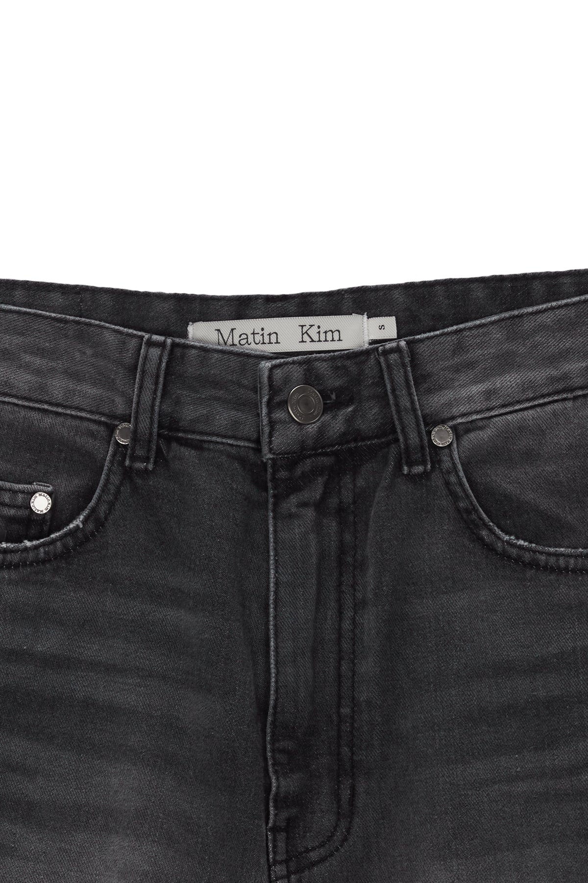 Matinkim Flower Printed Denim Pants IN Charcoal