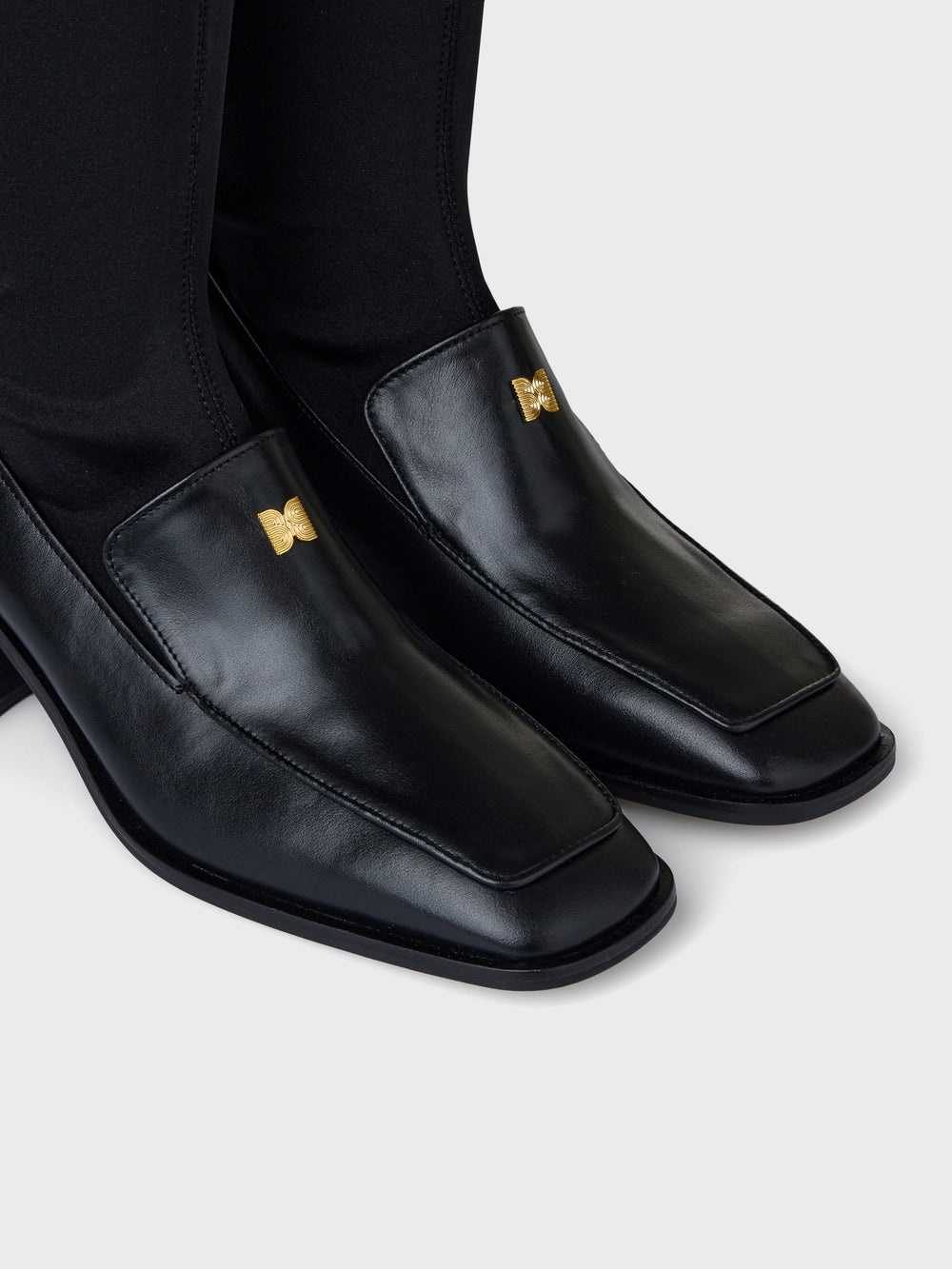 EENK Layered Texture Long Boots - Black