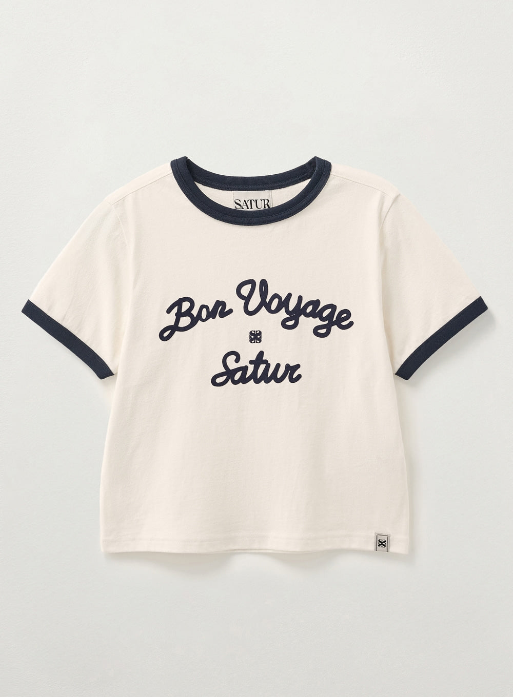 [satur] (W) Bon Voyage Ringer T-Shirt - Cream Navy