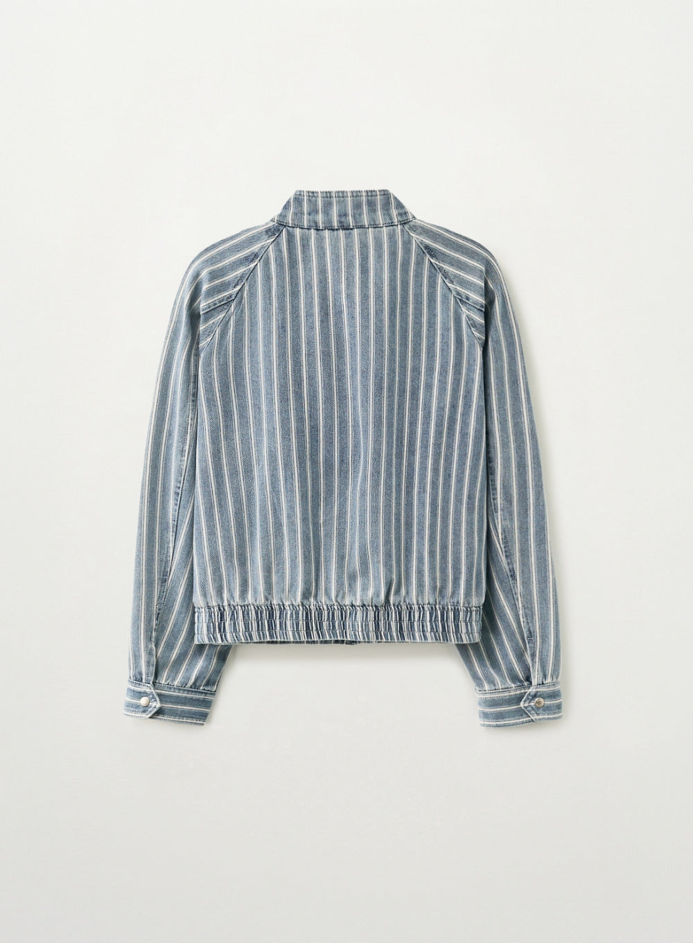 Satur Stripe Denim Harrington Jacket - Blue