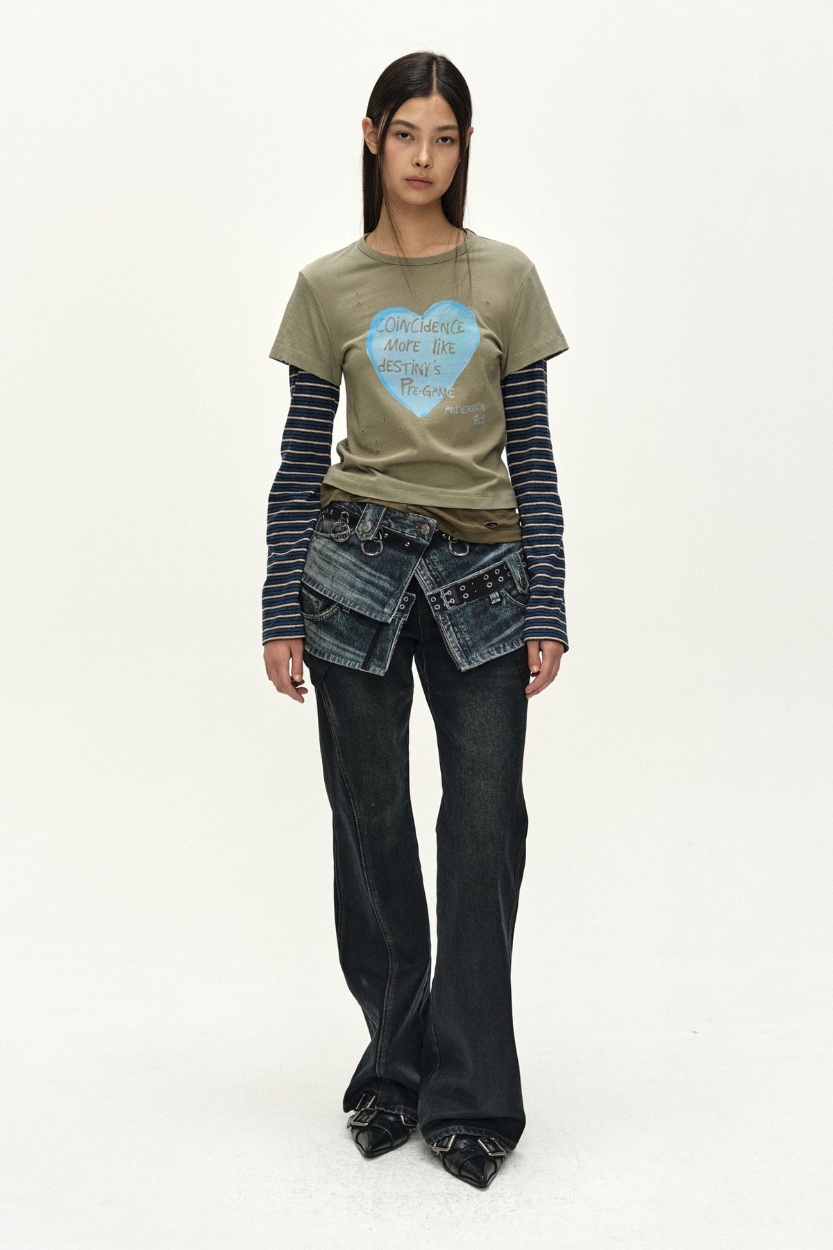 Andersson Bell Layered Heart Message Long Sleeve T-Shirt