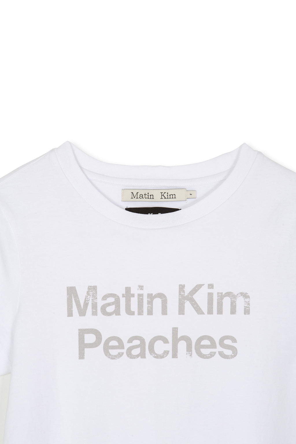 [matinkim] PEACHES LOGO GRAPHIC CROP TOP IN WHITE