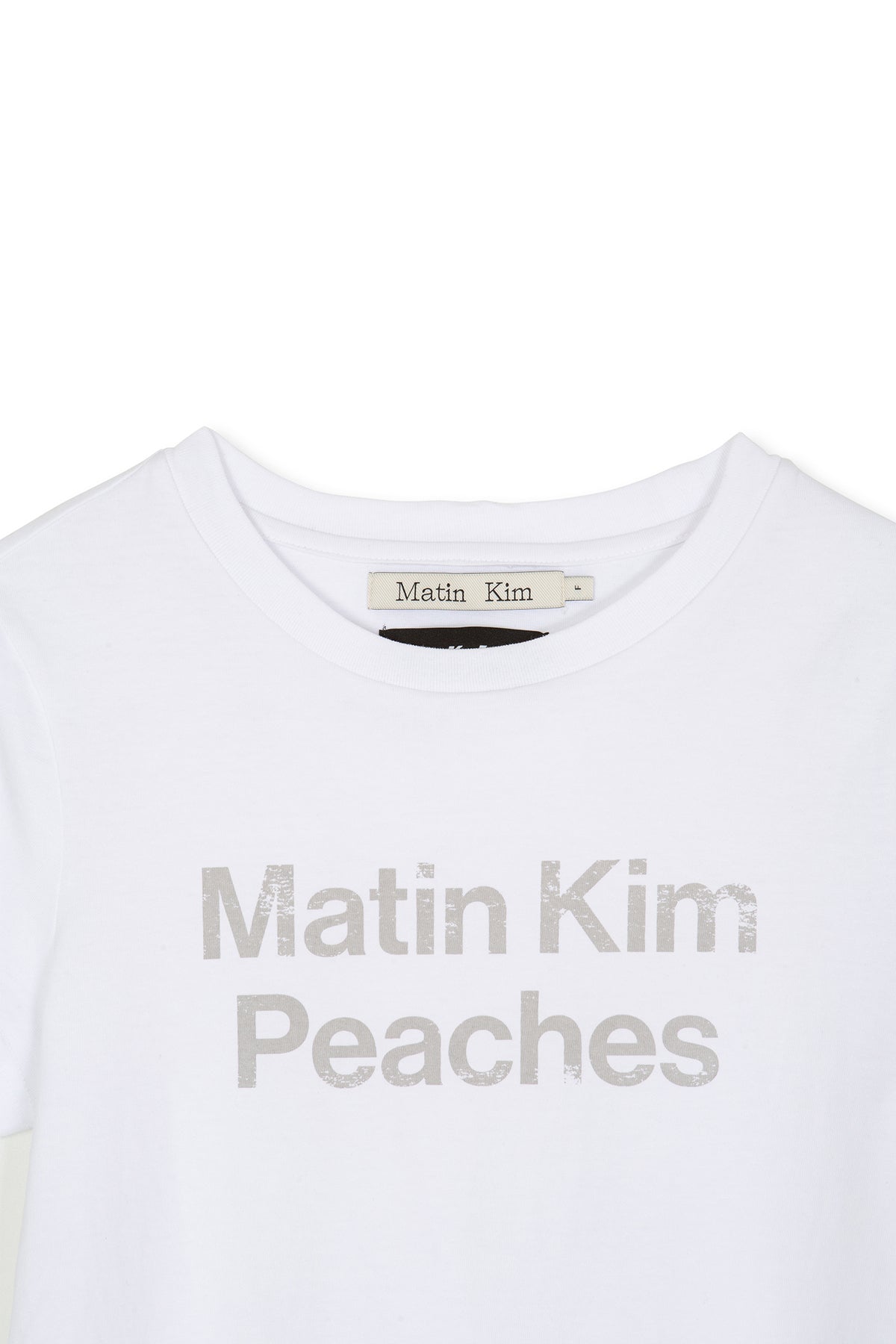 [matinkim] PEACHES LOGO GRAPHIC CROP TOP IN WHITE