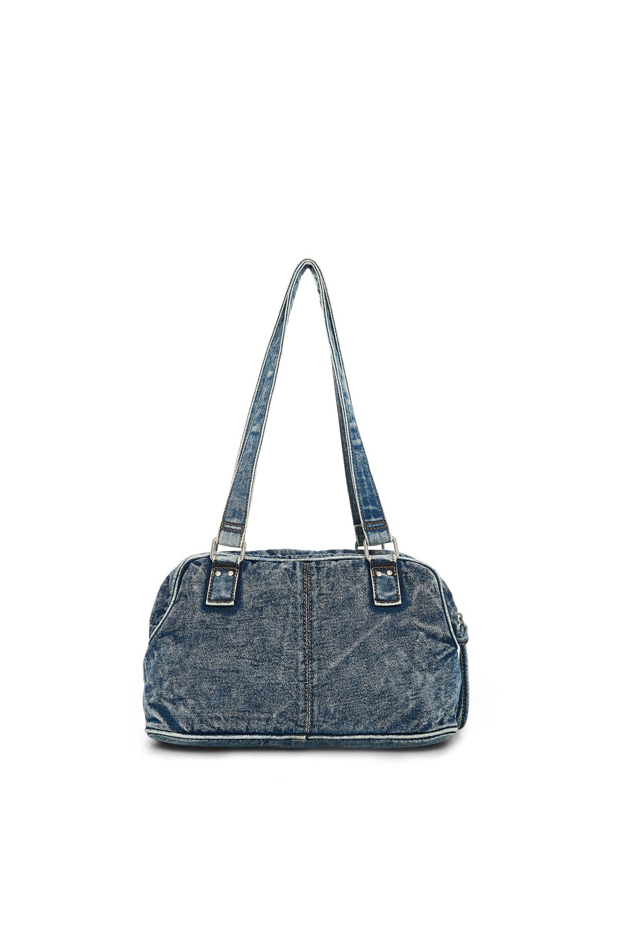 Matin Kim Blue Denim Shoulder Bag showcasing authentic Korean designer fashion with a one-pocket design.
