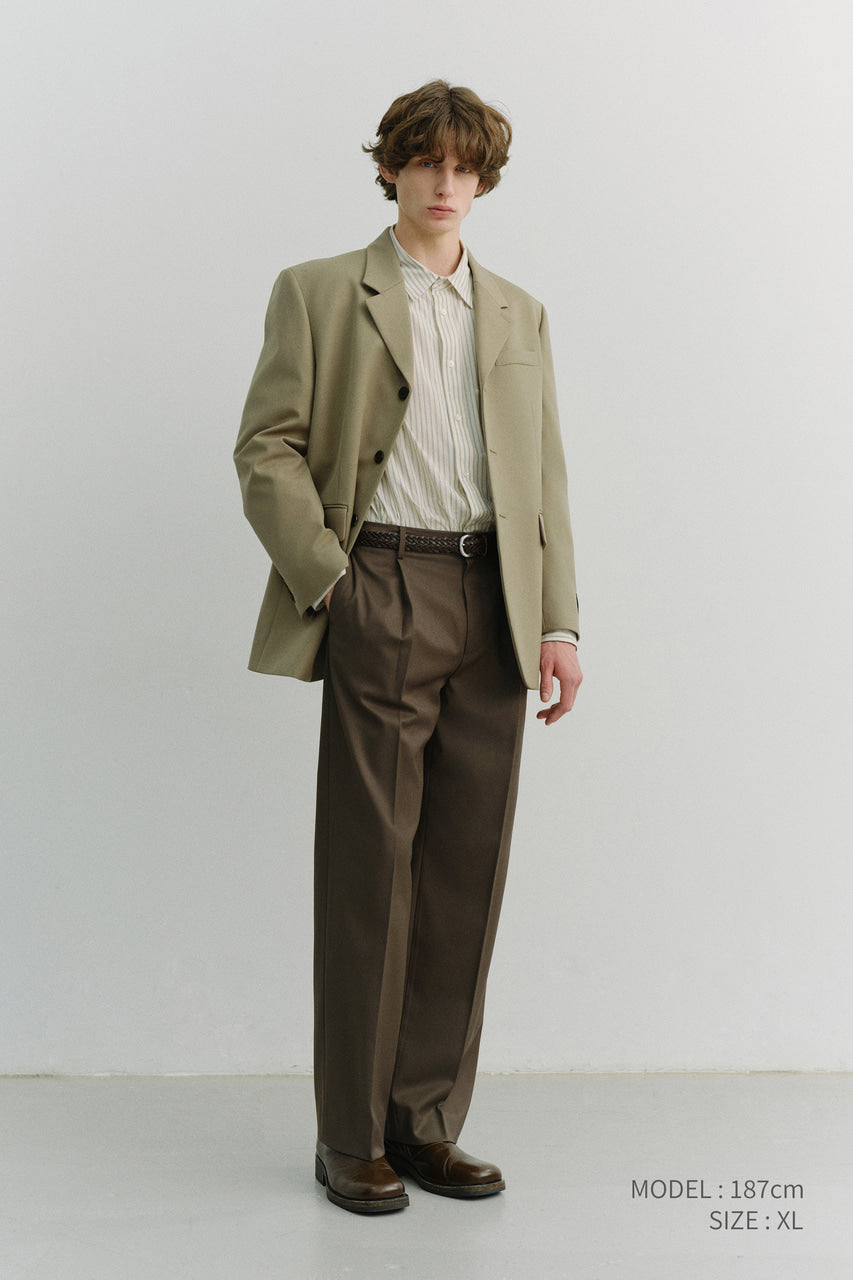 Dunst Unisex 3 Button Wool Blazer Khaki Beige