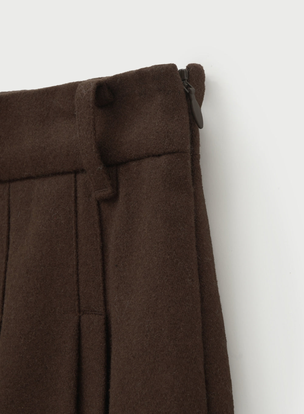 [satur] (W) Wool Blend Pleats Mini Skirt - Dark Brown