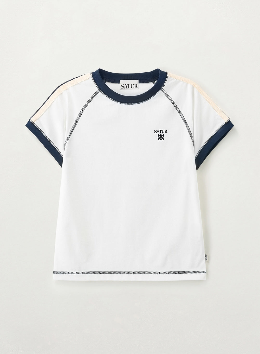 Satur (W) Lawton Stitch Ringer T-Shirt - White