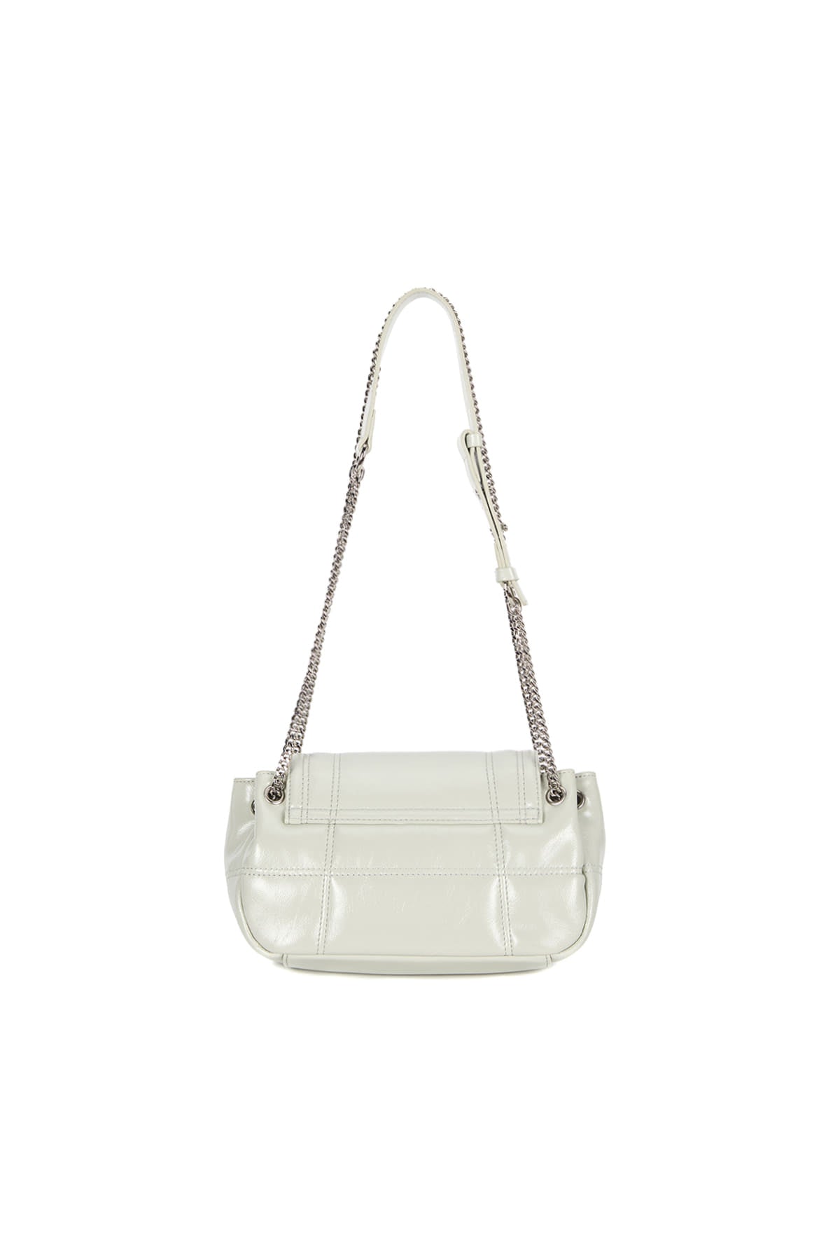 [matinkim] GLOSSY QUILTING SMALL CHAIN BAG IN LIGHT GREY