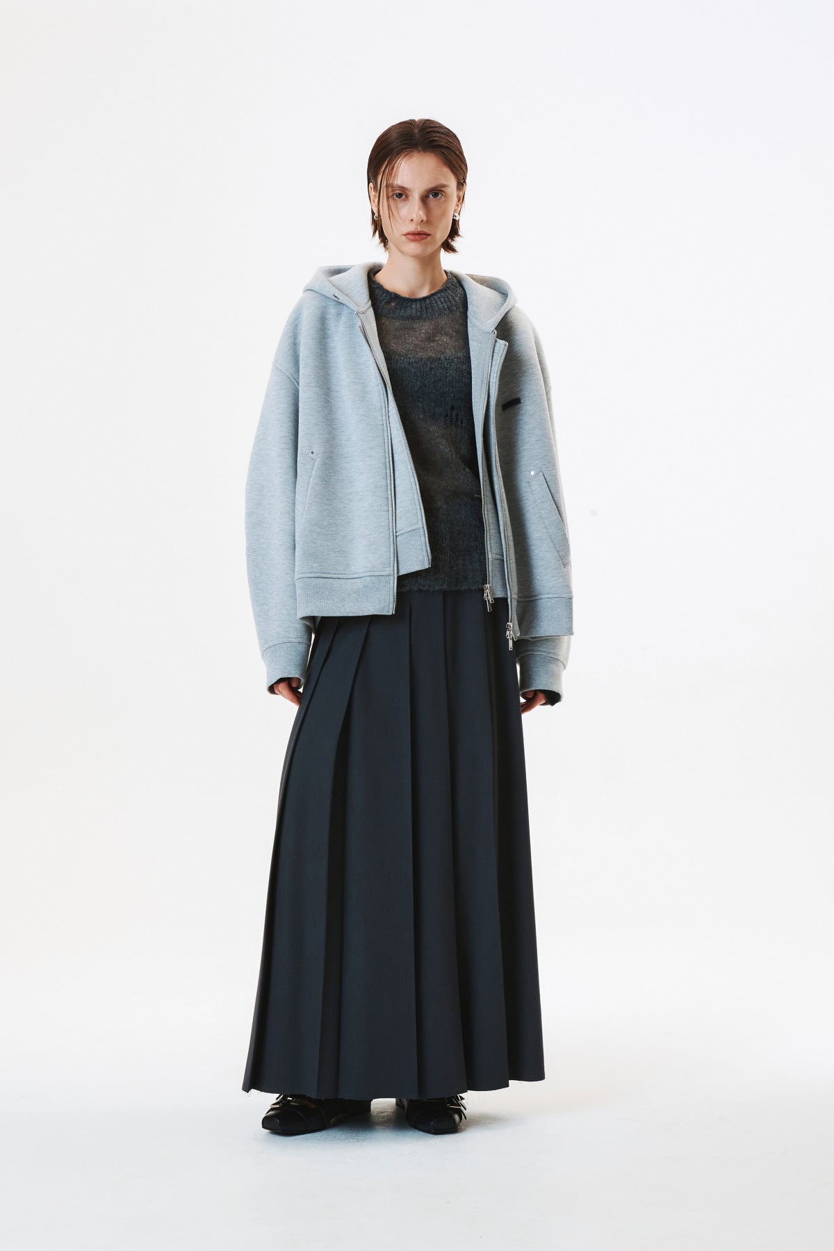 Matinkim Neoprene Double Layered Zip UP IN Grey