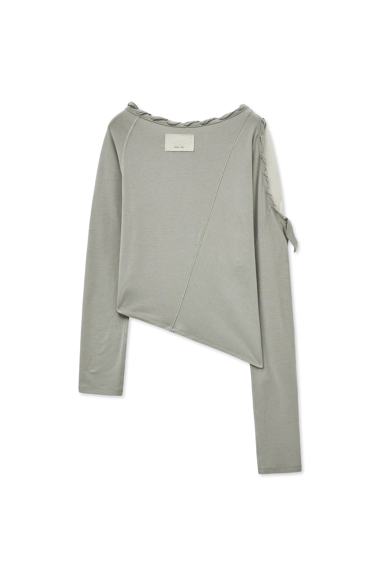 [matinkim] WEAVING LONG SLEEVE TOP IN LIGHT GREY