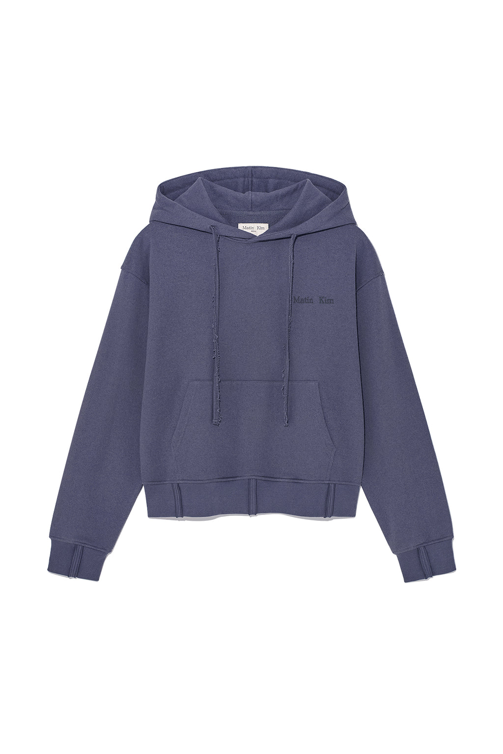 Matinkim Rib Cut Detail Logo Hoody IN Smoke Blue