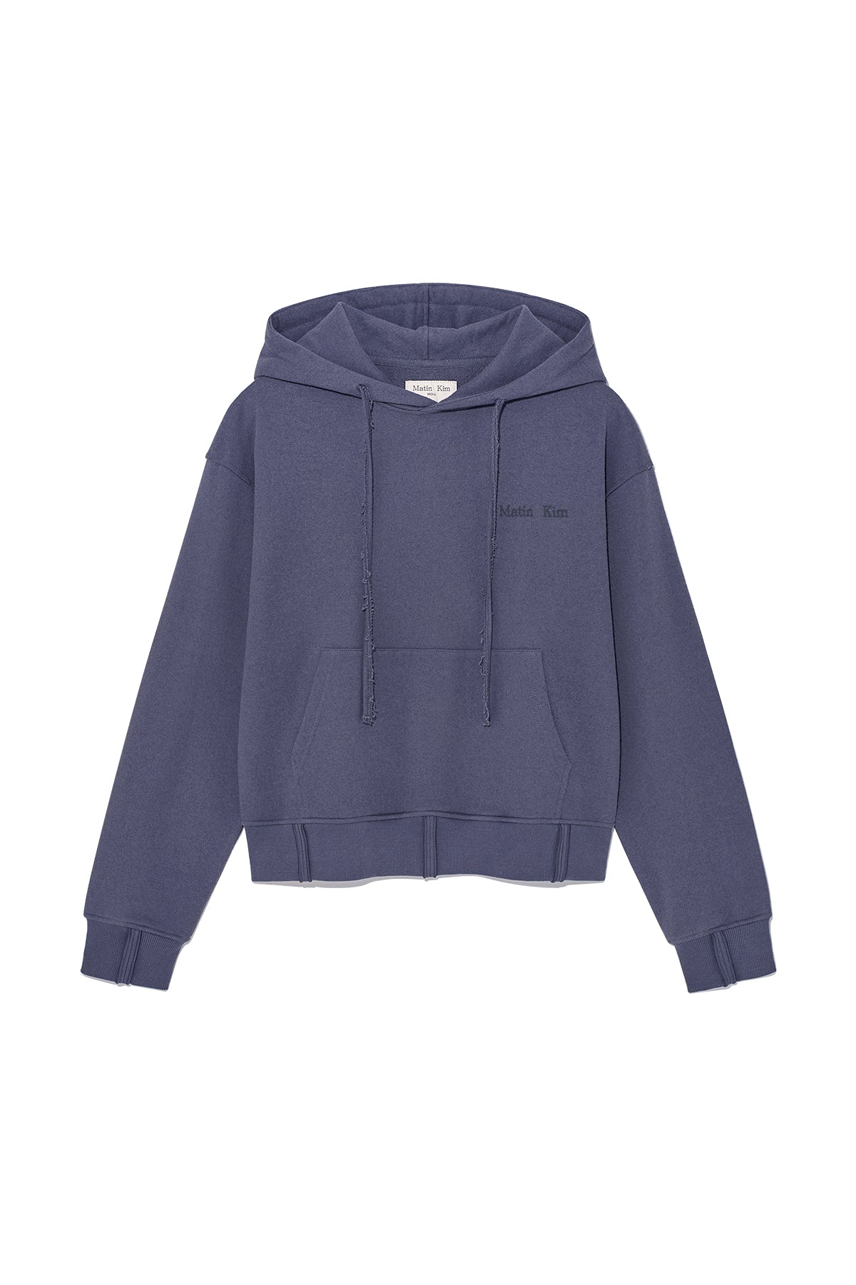 Matinkim Rib Cut Detail Logo Hoody IN Smoke Blue
