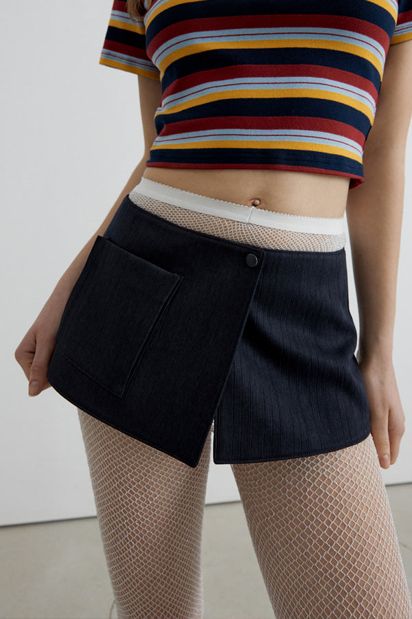 Overdueflair Jacquard Skirt Belt Navy