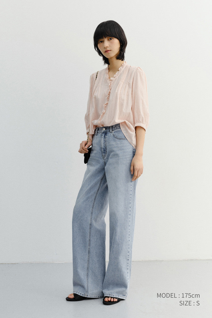 Dunst Jane Frill Blouse Soft Pink