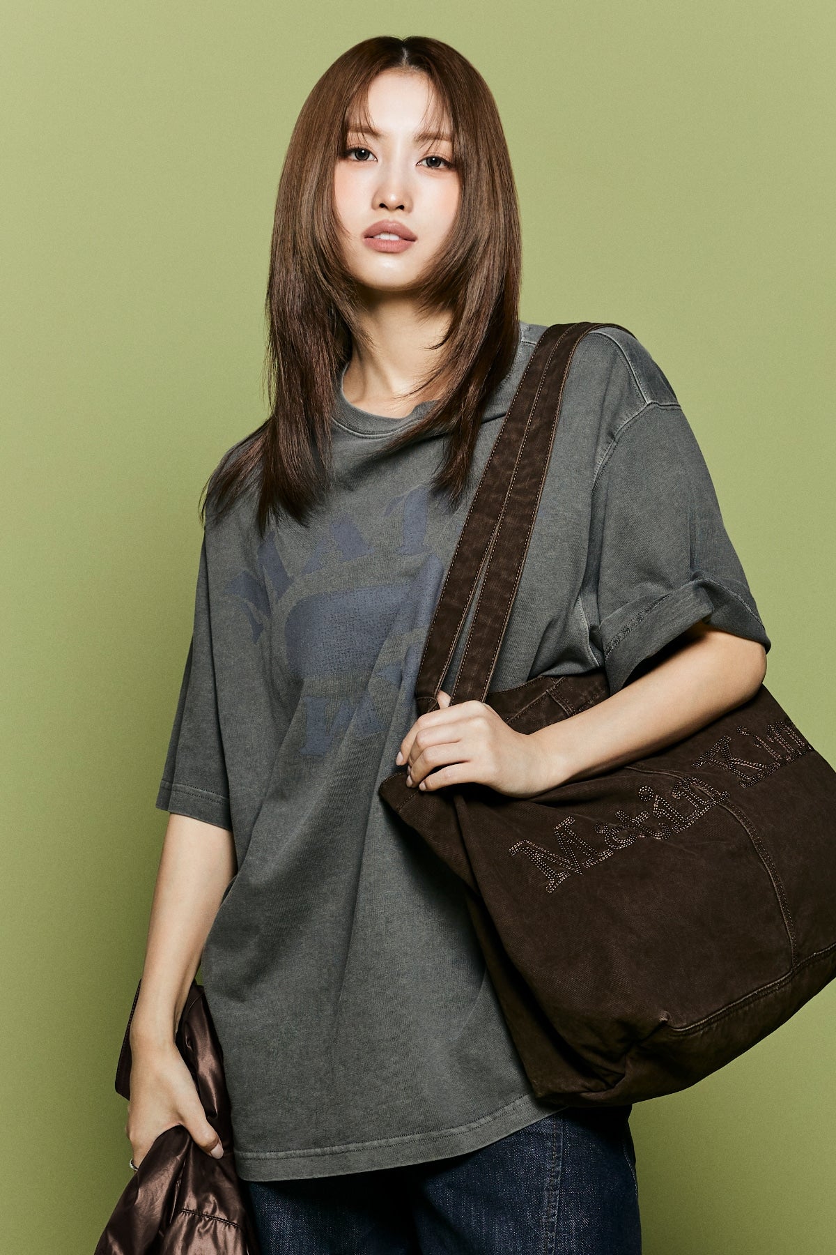 Matinkim Vintage Wahshed Overfit Top IN Charcoal