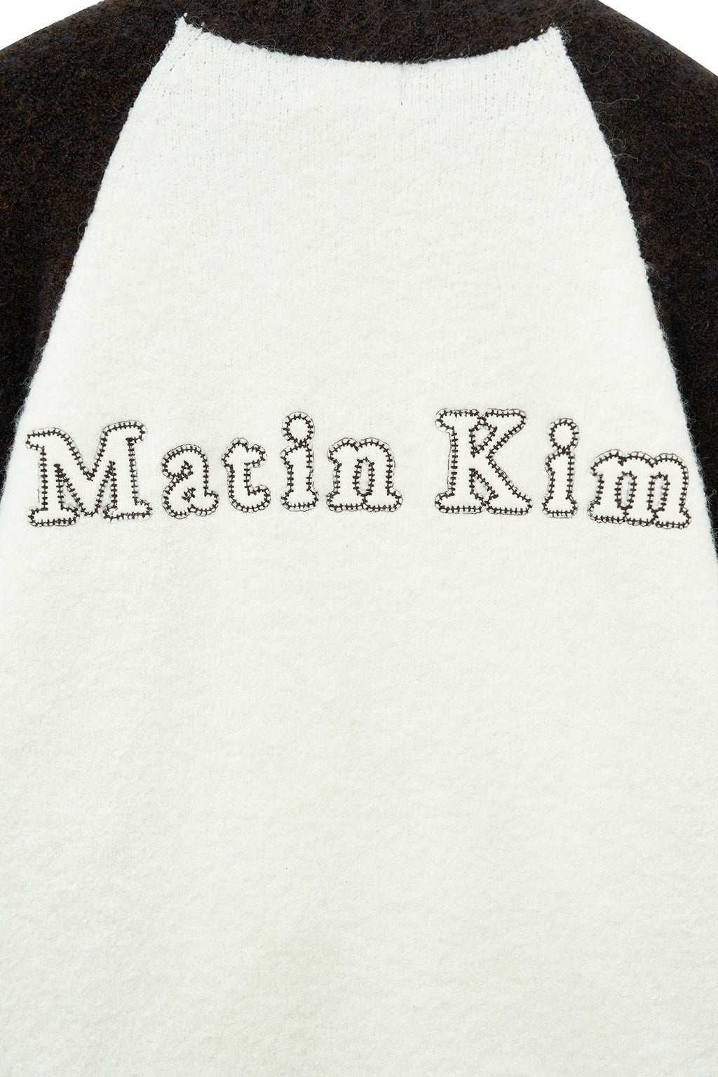 [matinkim] HIGH NECK RAGLAN KNIT ZIP UP FOR WOMEN IN DARK BROWN
