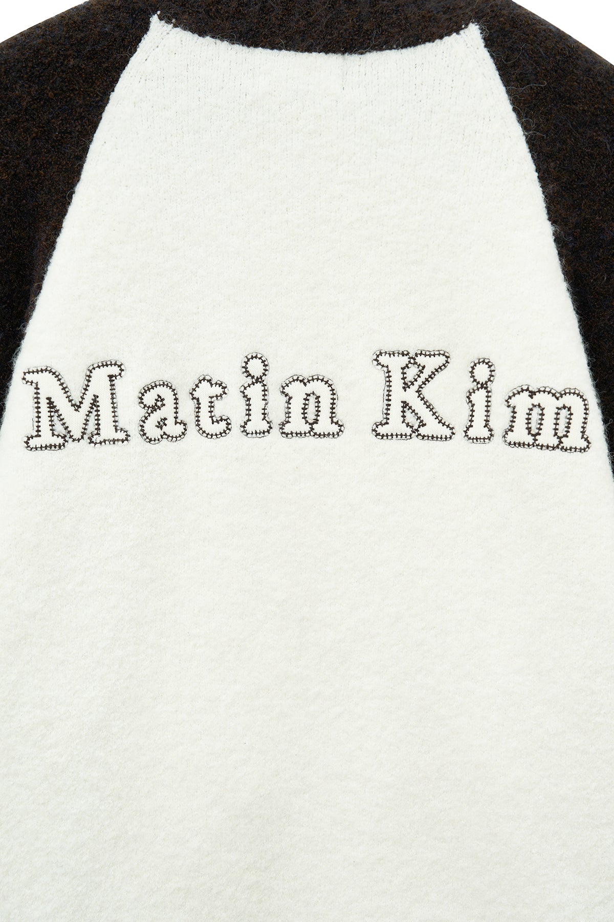 [matinkim] HIGH NECK RAGLAN KNIT ZIP UP FOR WOMEN IN DARK BROWN