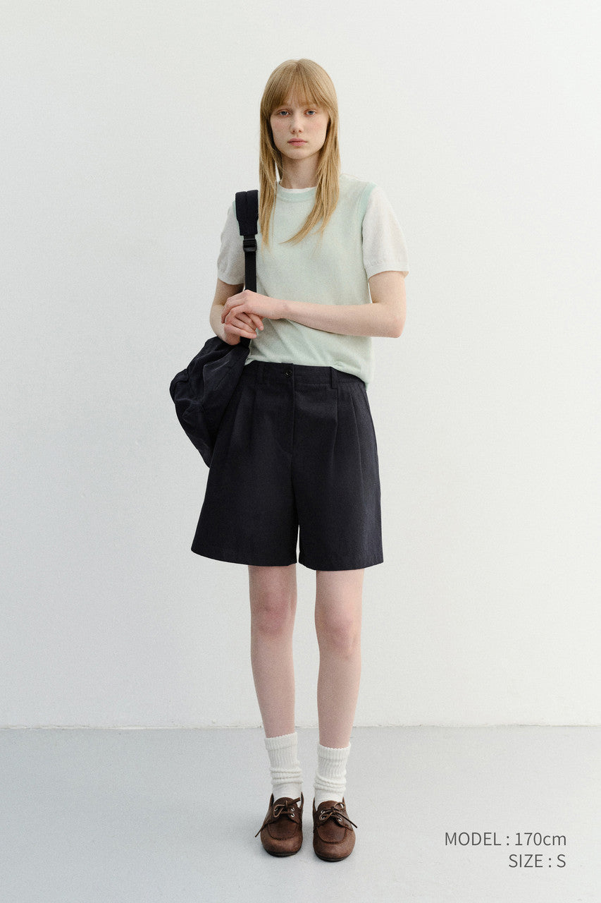 Dunst Double Pleated Bermuda Shorts Navy