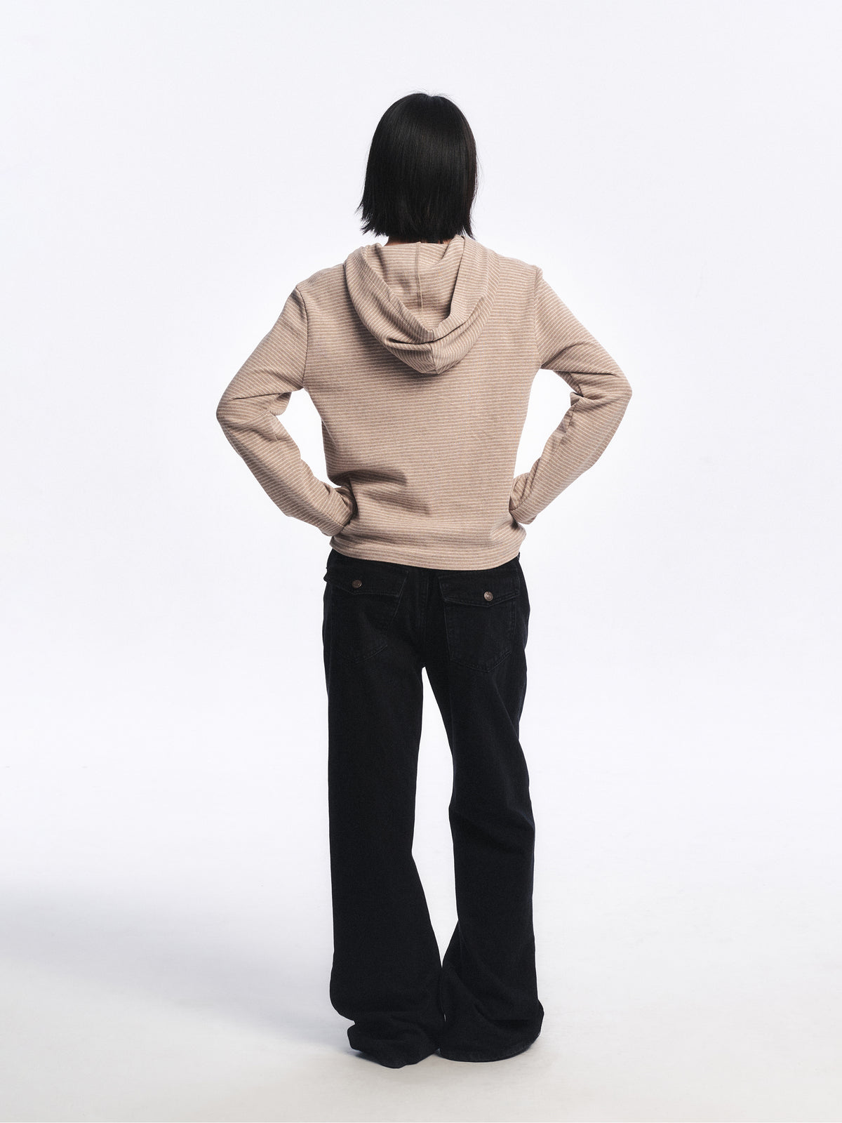 Low Classic Lc Striped Hoodie Tee Oatmeal