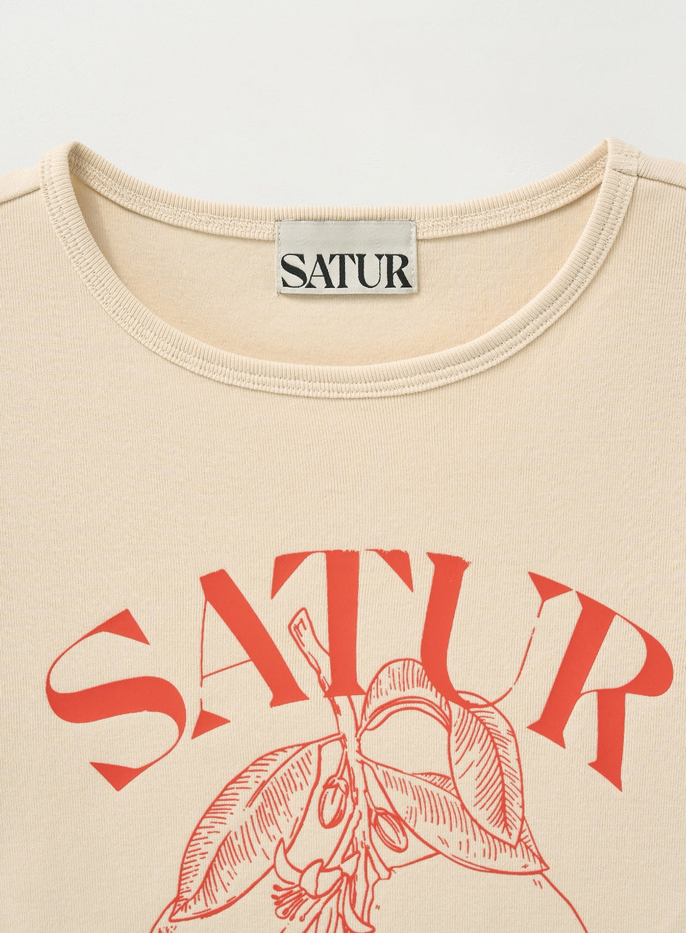 [satur] (W) Citron Crop Slim Fit T-Shirt - Light Beige