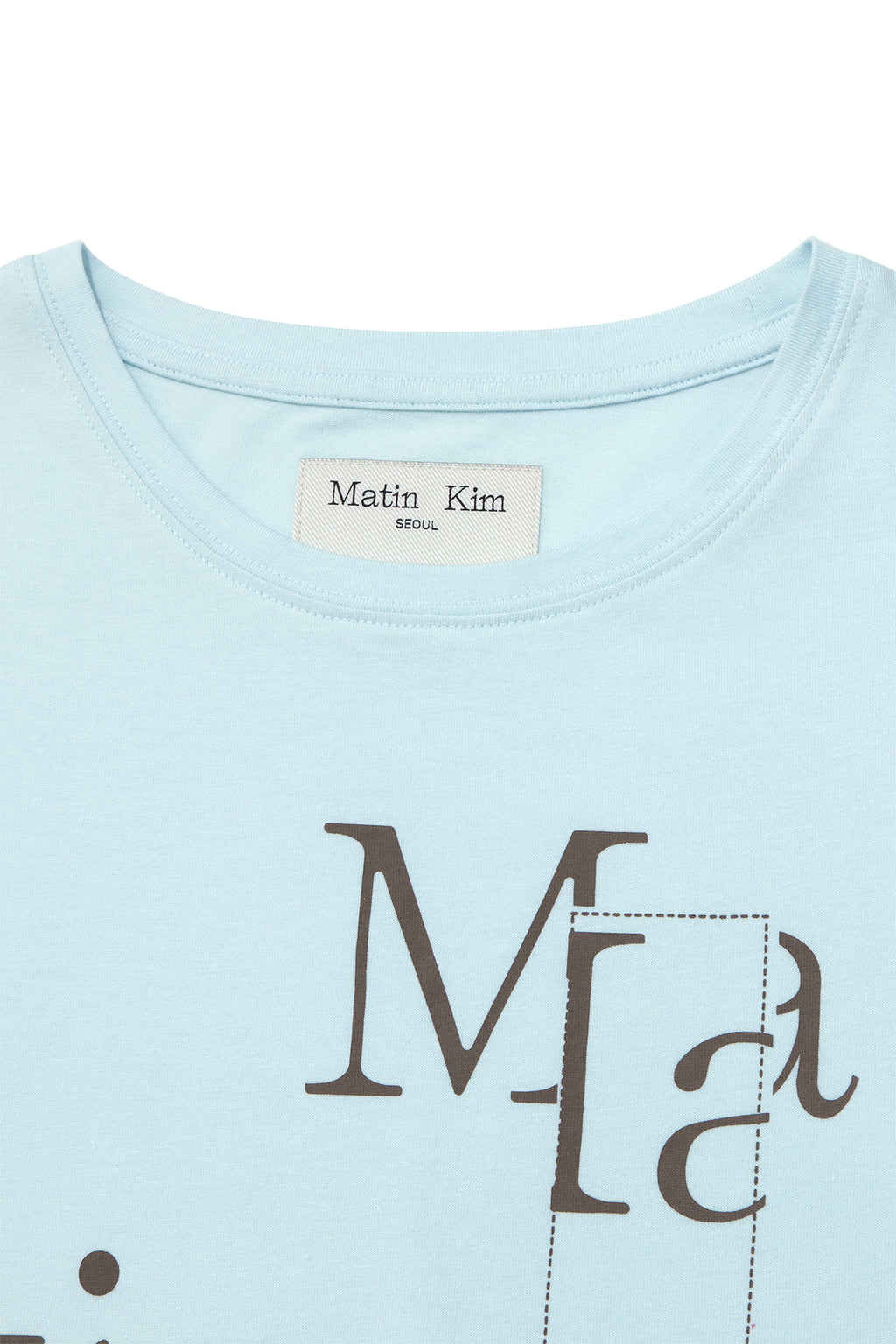 [matinkim] PATCHWORK GRAPHIC PRINTING LOGO TOP IN LIGHT BLUE