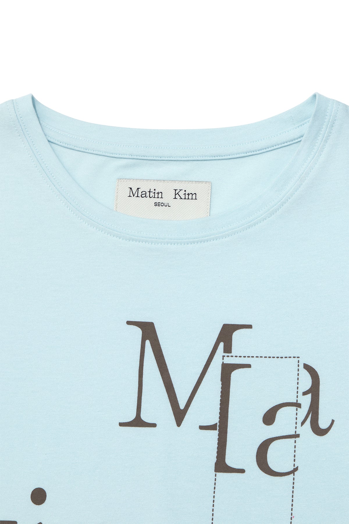 [matinkim] PATCHWORK GRAPHIC PRINTING LOGO TOP IN LIGHT BLUE