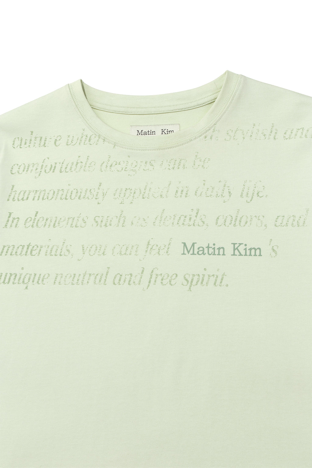 Matinkim Logo Point Lettering Graphic Top IN Light Green