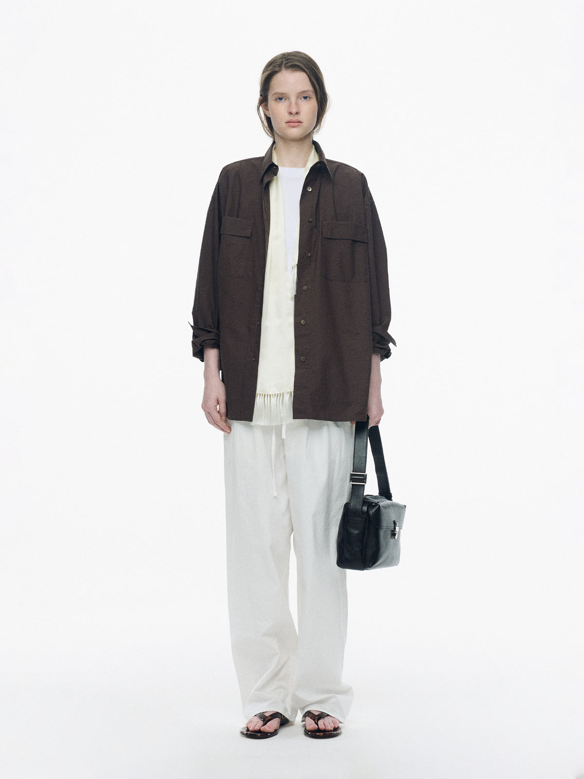 Nothing Written Double pocket cotton shirt (Dark brown)
