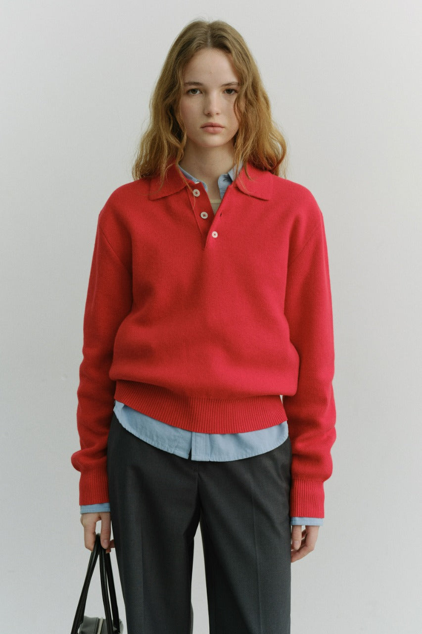 Dunst Unisex Cashmere Collared Sweater Red