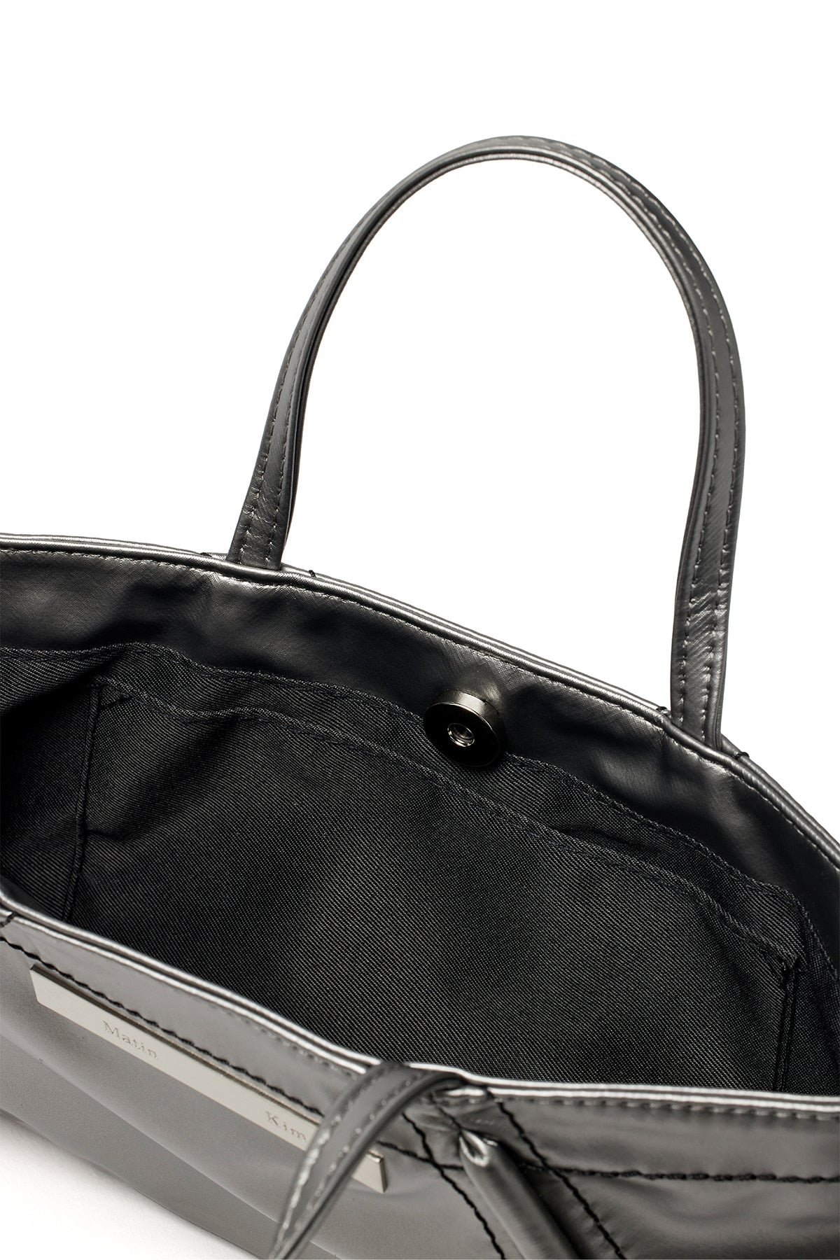 [matinkim] MINI COATING TOTE BAG IN DARK SILVER