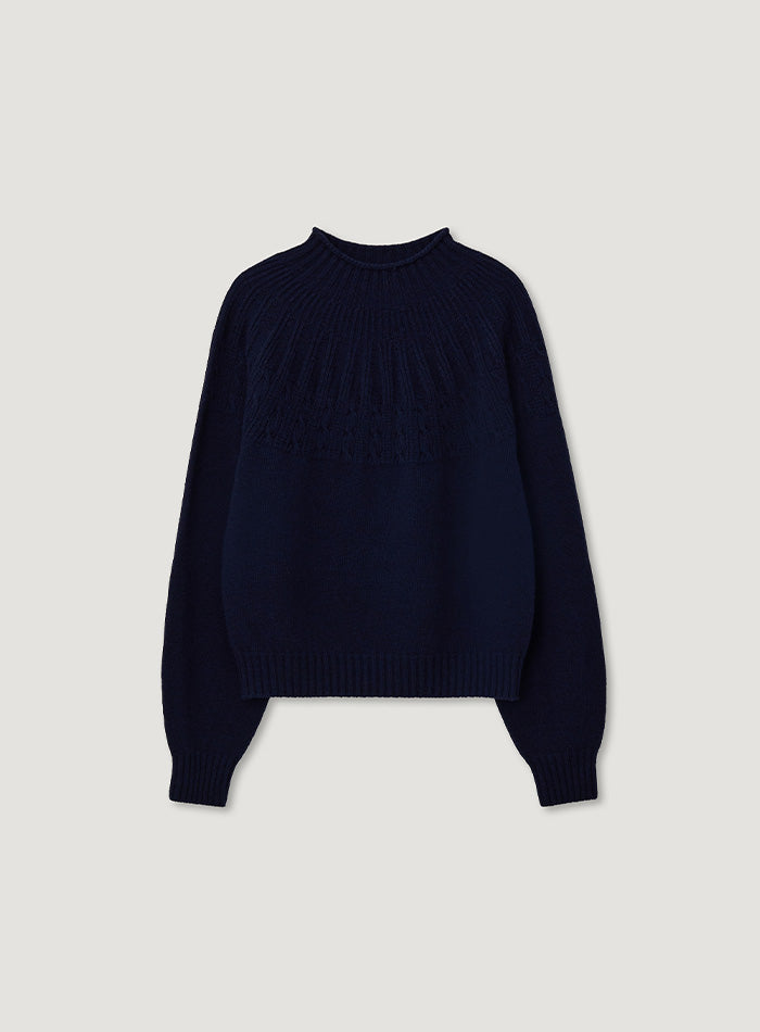Mango Maniplease Bowl Cable Knit Navy