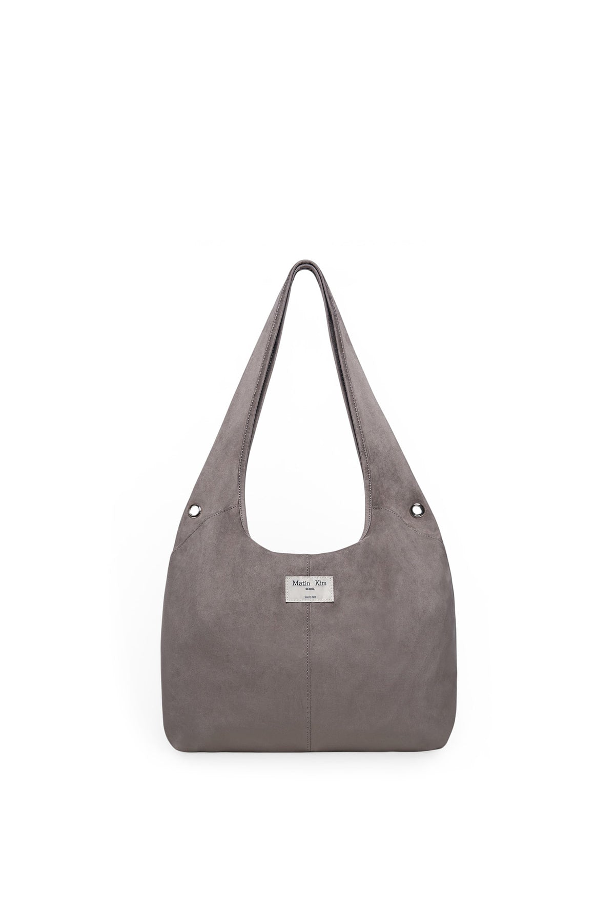 Matinkim Logo Point Suede Round Ecobag IN Charcoal