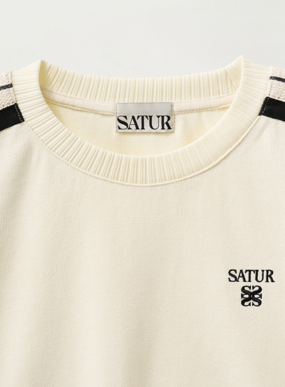 [satur] (W) Lawton Crop Sweatshirt - Cream Black