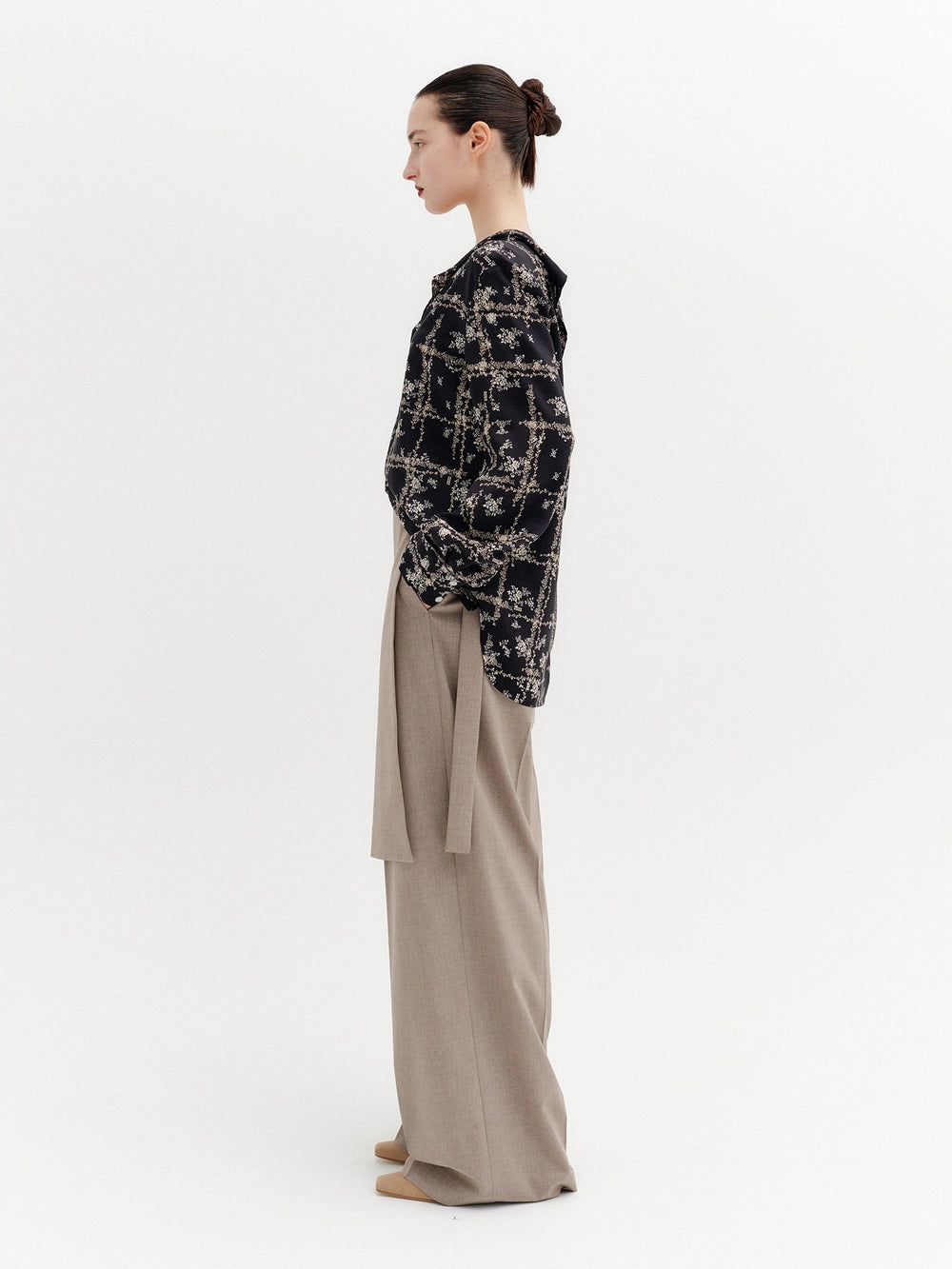 EENK Belted Detachable Pleated Pants - Beige