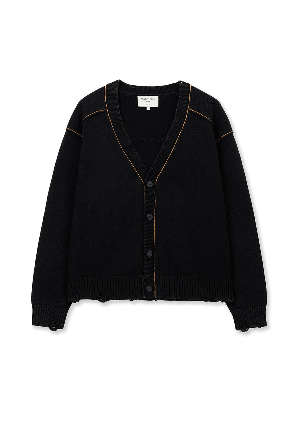 Matinkim Back Logo Line Point Knit Cardigan IN Black