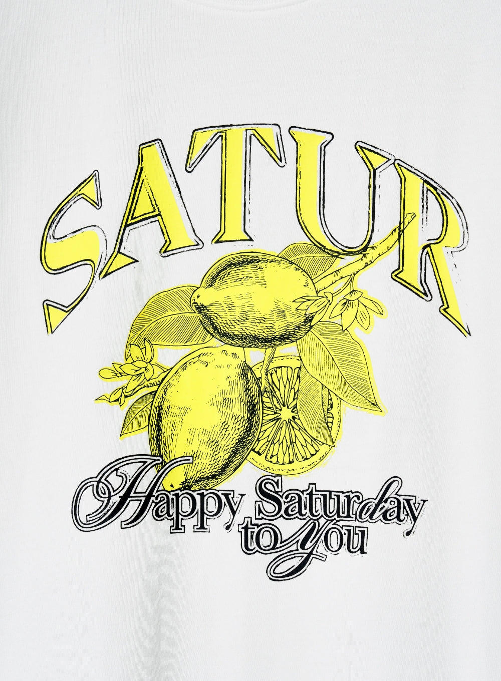 [satur] (W) Citron Summer Graphic T-Shirt - Saturday White
