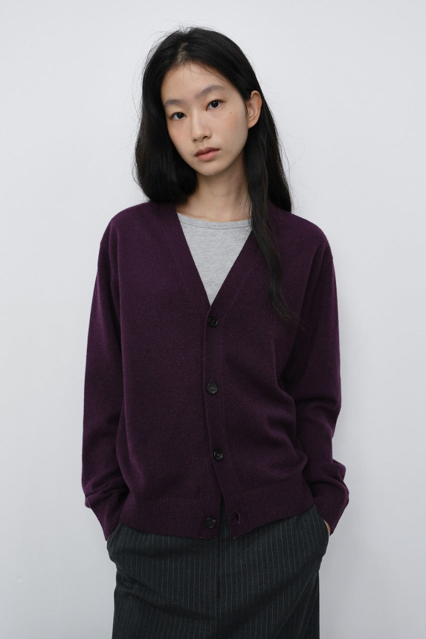 Dunst Unisex V-Neck Cardigan Plum