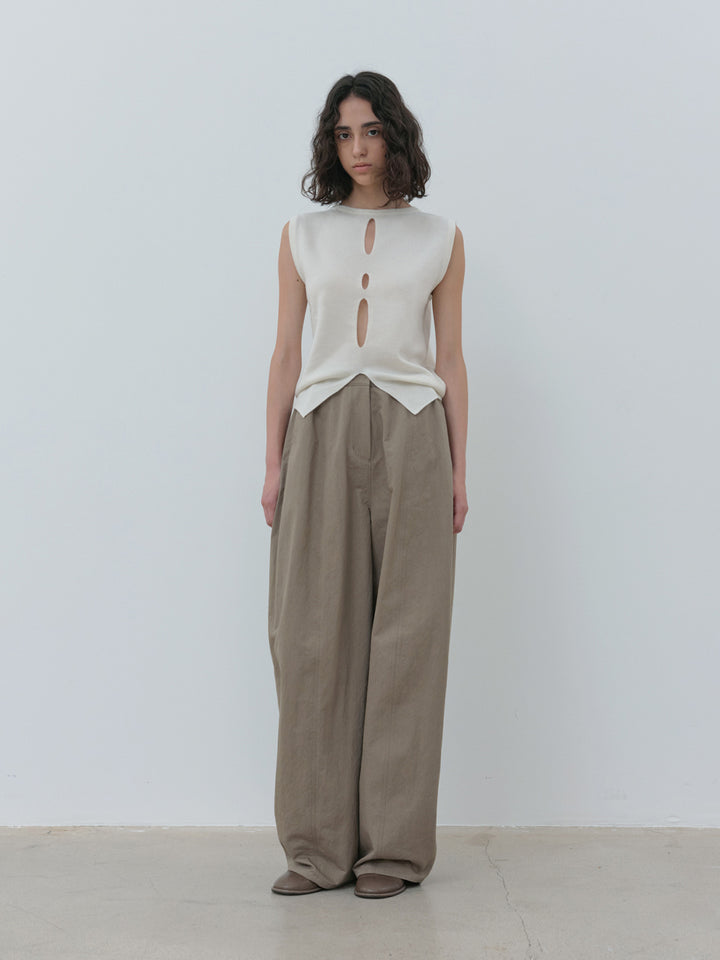 Moia wide round pants (mud khaki)