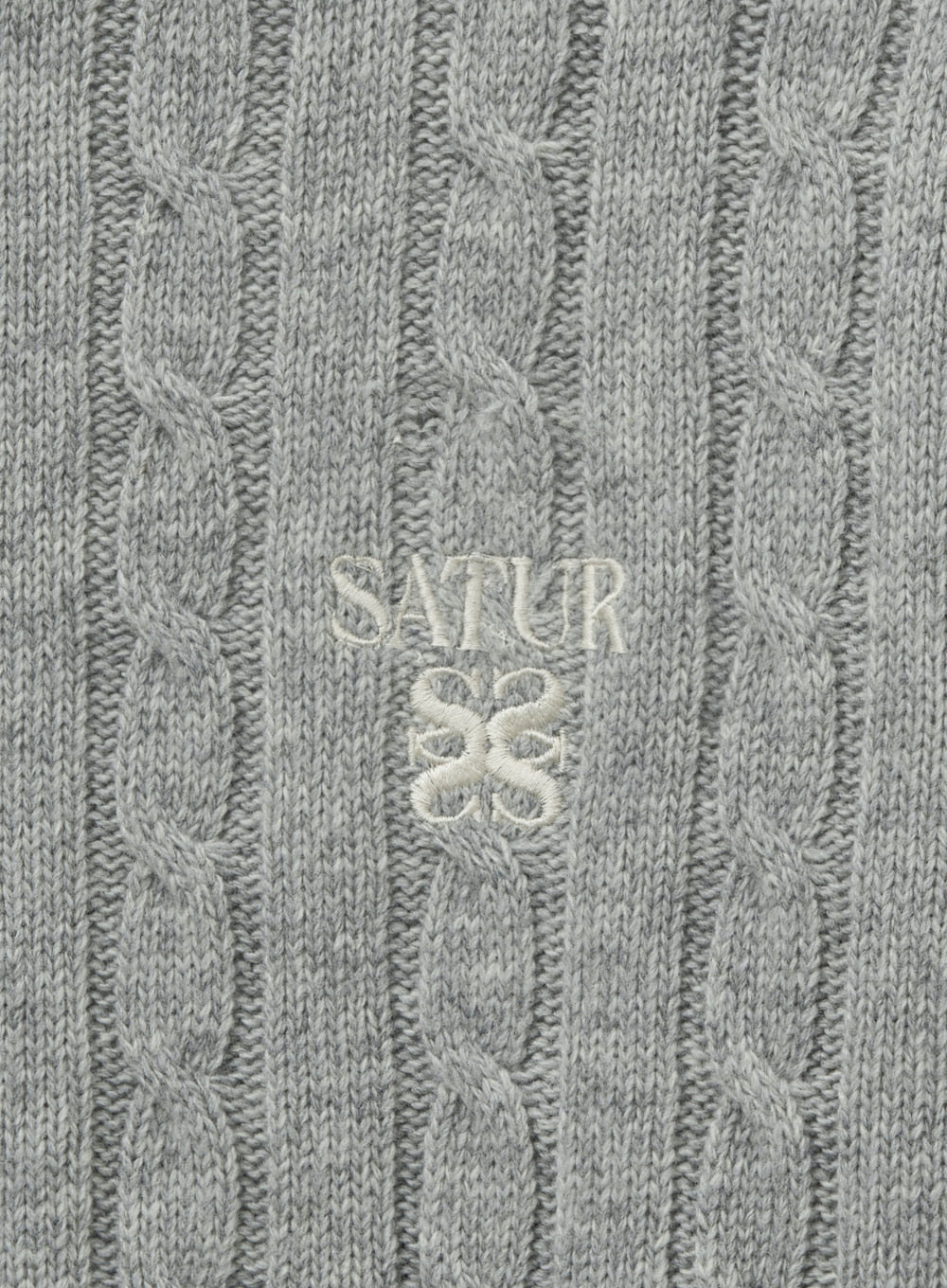 [satur] Basic Cable Crew Neck Knit - Melange Gray