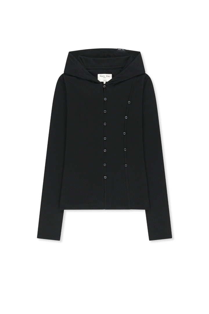 Matinkim Double Layer Button Hood Top IN Black